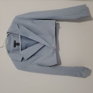 Pale Blue Women's Cropped Blazer Pantsuit from Streetwear Society